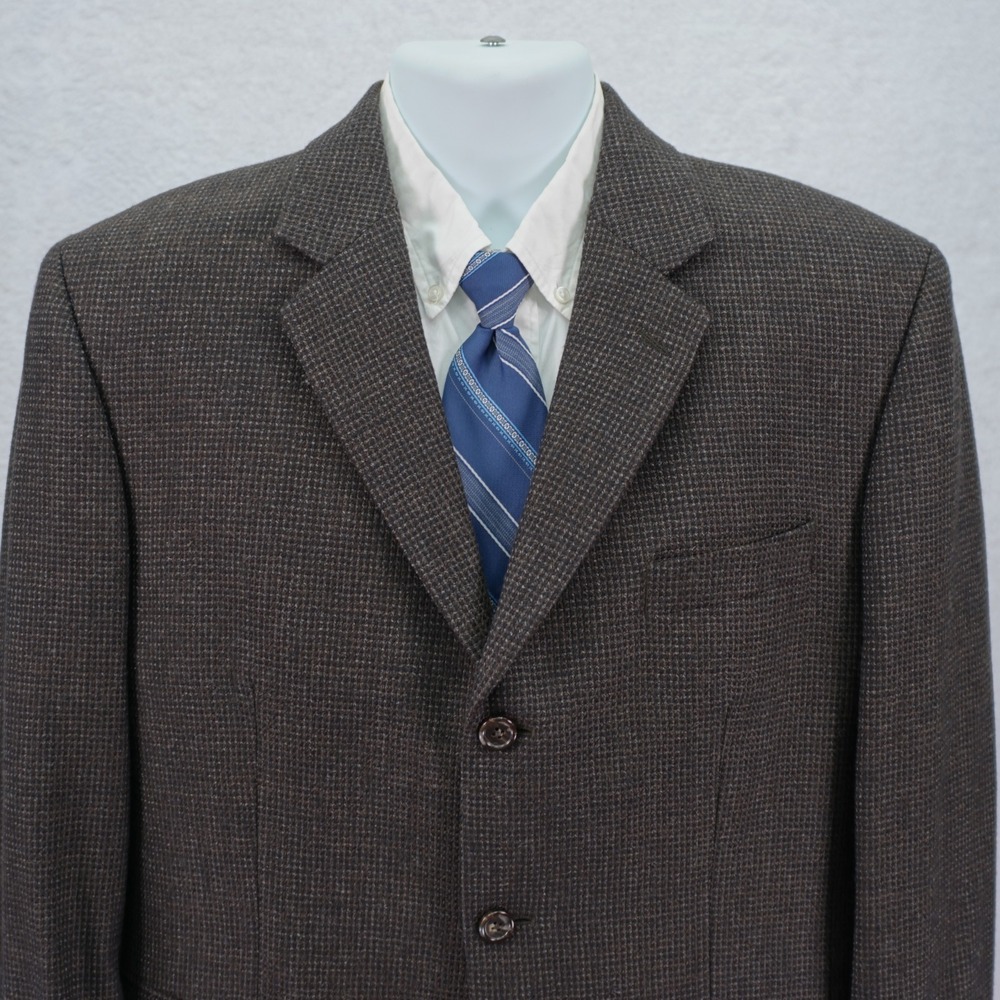 Joe Joseph Abboud Tweed Wool Black Gray Gray Check 3 Button‎ 42S